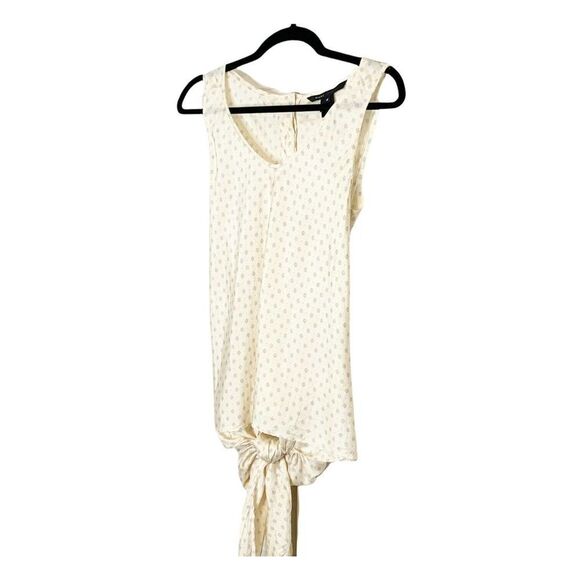 Marc Jacobs Women’s Cream Blue Flower Sleeveless Silk Blouse Large Tie Button - Picture 1 of 9